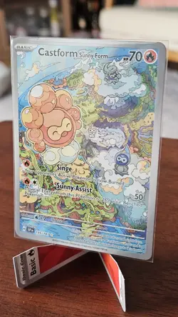 Pokemon TCG Castform Sunny Form Holo Card 195/191 Sv08: Surging Sparks - Image 3
