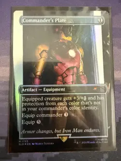 MTG Marvel Secret Lair Iron Man Commander's Plate Rainbow Foil Staple Artifact - Image 1