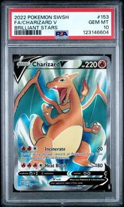 Pokemon Charizard V Brilliant Stars Full Art #153 PSA 10 Gem Mint - Image 1