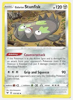 Galarian Stunfisk 125/185 Pokemon Vivid Voltage Metal Uncommon NM-M - Image 1