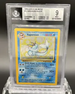 1999 Pokemon Vaporeon 12/64 Jungle Holo Beckett (BGS) 9 Mint - Image 1