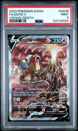 2023 POKEMON SWORD & SHIELD CROWN ZENITH #GG36 FULL ART/ENTEI V PSA 9 - Image 1