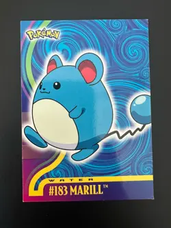 #183 MARILL BLUE Logo Pokemon Topps TV Animation Edition Card 2001 LP - Image 1