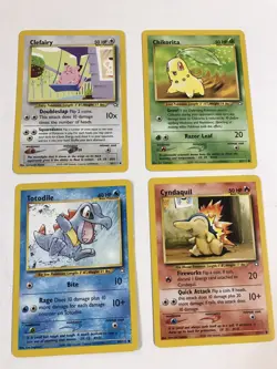 Pokemon Lot Of 4 Neo Genesis Cards NM, Clefairy, Chikorita, Totodile, Cyndaquil - Image 1