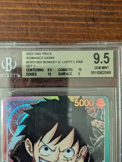 One Piece Card Game Op01-003 Alt Art Monkey D Luffy Pre Errata Bgs 9.5. - Image 4