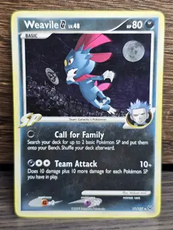 Weavile Team Galactic Pokemon TCG Platinum Holofoil Holo Card #17/127 LP - Image 1