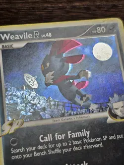 Weavile Team Galactic Pokemon TCG Platinum Holofoil Holo Card #17/127 LP - Image 2