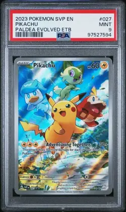2023 POKEMON SV BLACK STAR PROMO #027 PIKACHU PALDEA EVOLVED ETB PSA 9 (7594) - Image 1