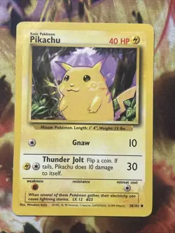 Pokemon Card Pikachu 58/102 Yellow Cheeks Base Set Unlimited - Image 1
