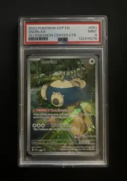 PSA 9 MINT 2023 Snorlax 151 Pokemon Center ETB Black Star Promo SVP EN 051 - Image 1