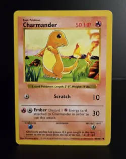 Pokemon TCG - CHARMANDER - SHADOWLESS - 46/102 - BASE SET (1999) - WOTC - MP/LP - Image 3