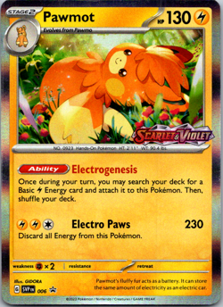 Pawmot SVP006 Scarlet & Violet PRERELEASE STAMPED Promo Pokemon NM/MINT - Image 1