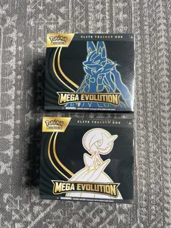 Set Of 2 Pokemon Mega Evolution Elite Trainer Boxes Lucario And Gardevoir ETBs - Image 1