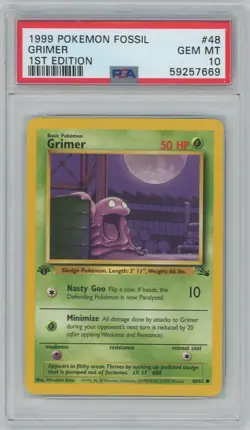 FIRST EDITION PSA 10!!! Pokemon TCG Grimer Fossil 48/62 - Image 2