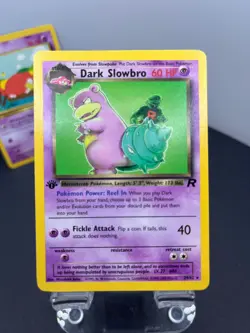 NM/M - Slowpoke + Dark Slowbro Pokemon TCG 2000 Team Rocket 1st Edition Rare - Image 2