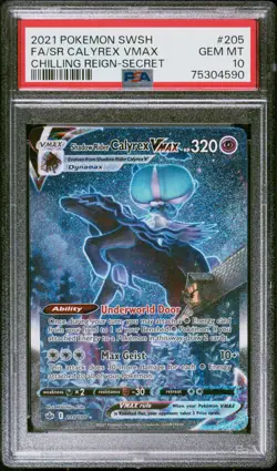 2021 Pokemon SR Calyrex Vmax Chilling Reign #205 PSA 10 - Image 1