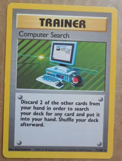 Computer Search 71/102 Rare Non-Holo Base Set Pokemon Trainer Card MP - Image 1