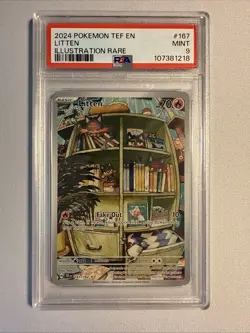 PSA 9 Litten 167/162 Temporal Forces Illustration Rare Pokemon TCG - Image 1