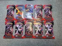 RARE Pokemon Scarlet and Violet Destined Rivals Sleeved Booster Pack Bundle 10X! - Image 1