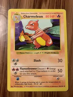 CHARMELEON - 24/102 - Base Set Pokemon TCG Card Vintage 1999 - Image 1