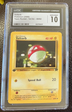 CGC 10 💎 Voltorb 69/82 1st Edition Team Rocket 2000 Pokemon Card - Image 2
