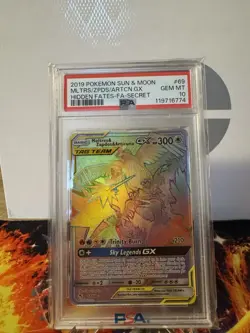 Hidden Fates Moltres Zapados Articuno GX Tag Team Rainbow Rare Card 69/68 PSA 10 - Image 1