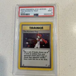 2000 Pokemon Gym Heroes The Rockets Trap Holo Rare 19/32 PSA 9 Mint Vintage - Image 1