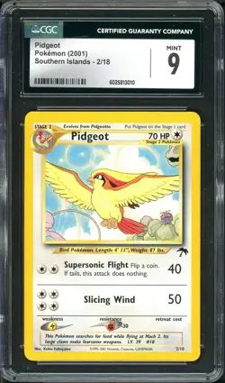 CGC 9 MINT Pidgeot 2001 Southern Islands 2/18 Pokemon Card psa - Image 1