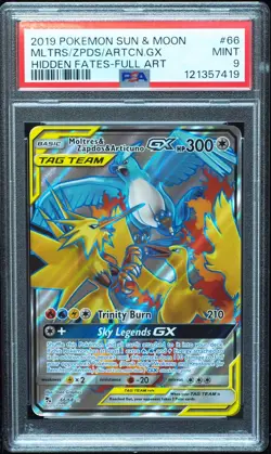Moltres Zapdos & Articuno GX 66/68 PSA 9 Hidden Fates Pokemon Card - Image 1