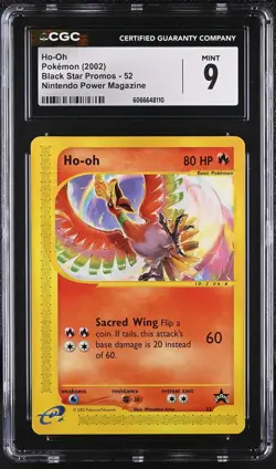 CGC 9 MINT Ho-Oh 2002 Black Star Promos 52 Nintendo Power Magazine Pokemon Card - Image 1