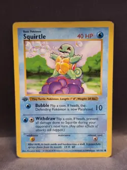 Pokemon Cards: Base Set 1st Edition Common: Squirtle 63/102 - Image 1