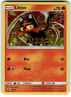 Litten SM23 Sun & Moon Black Star Promo Cosmos Holo Pokemon Card - Image 1