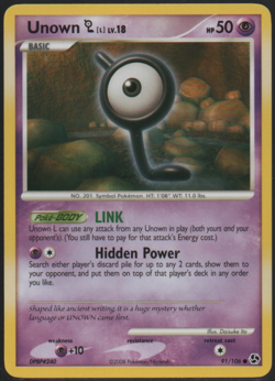 Unown [L] 91/106 Great Encounters 2008 Common Lightly Played Pokemon Card TCG - Image 1