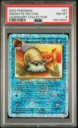 2002 POKEMON LEGENDARY COLLECTION #57 OMANYTE-REVERSE FOIL PSA 8 - Image 1