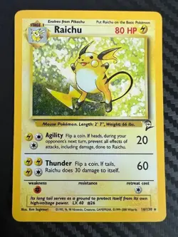 Pokemon TCG Raichu with Fart SWIRL Base Set 2 16/130 Holo Unlimited Rare HP - Image 1