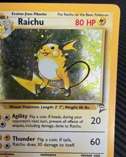 Pokemon TCG Raichu with Fart SWIRL Base Set 2 16/130 Holo Unlimited Rare HP - Image 3