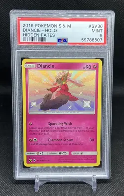 Diancie Holo #SV36 PSA 9 Mint Sun & Moon Hidden Fates 2019 Pokemon - Image 1