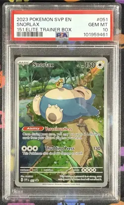 PSA 10 GEM MINT Snorlax ETB SVP 051 Black Star Pokemon 151 2023 English - Image 1