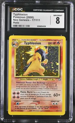 CGC 8 Typhlosion 2000 Neo Genesis 17/111 Holo Pokemon Card - Image 1
