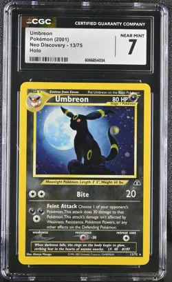 CGC 7 Umbreon 2001 Neo Discovery 13/75 Holo Pokemon Card - Image 1