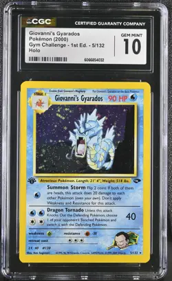 CGC 10 Giovanni's Gyarados Gym Challenge 1st Edition 5/132 Holo Pokemon Card - Image 1