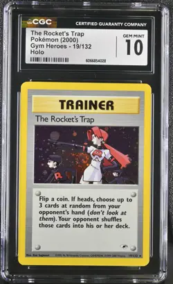 CGC 10 GEM MINT The Rocket's Trap 2000 Gym Heroes 19/132 Holo SWIRL Pokemon Card - Image 1