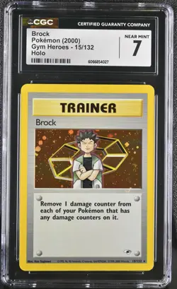 CGC 7 Brock 2000 Gym Heroes 15/132 Holo Pokemon Card - Image 1