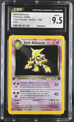 CGC 9.5 MINT+ Dark Alakazam 2000 Team Rocket 1st Edition 1/82 Holo Pokemon Card - Image 1