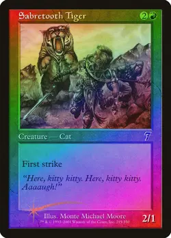 Sabretooth Tiger FOIL 7th Edition HEAVILY PLD Red Common MAGIC MTG CARD ABUGames - Image 1
