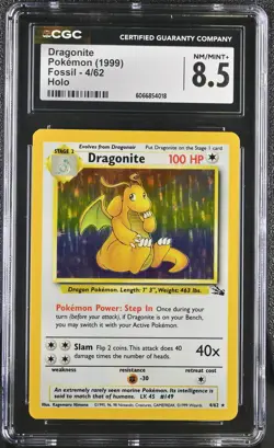 CGC 8.5 Dragonite 1999 Fossil 4/62 Holo Pokemon Card - Image 1