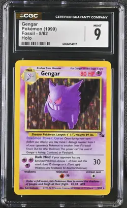 CGC 9 MINT Gengar 1999 Fossil 5/62 Holo Pokemon Card - Image 1