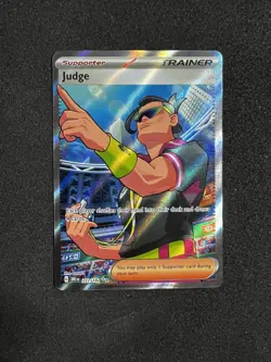 Judge Full Art Trainer Rare Destined Rivals 222/182, NM Pokemon Card - Image 1