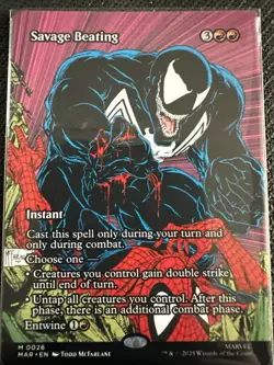 NM Borderless Savage Beating, MTG, Marvel's Spider-Man, Magic the Gathering, 26 - Image 1