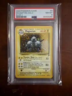 2000 POKEMON BASE SET 2 #9 MAGNETON-HOLO PSA 8 - Image 1